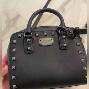 Michael Kors black small studded Saffiano leather bag, gunmetal hardware